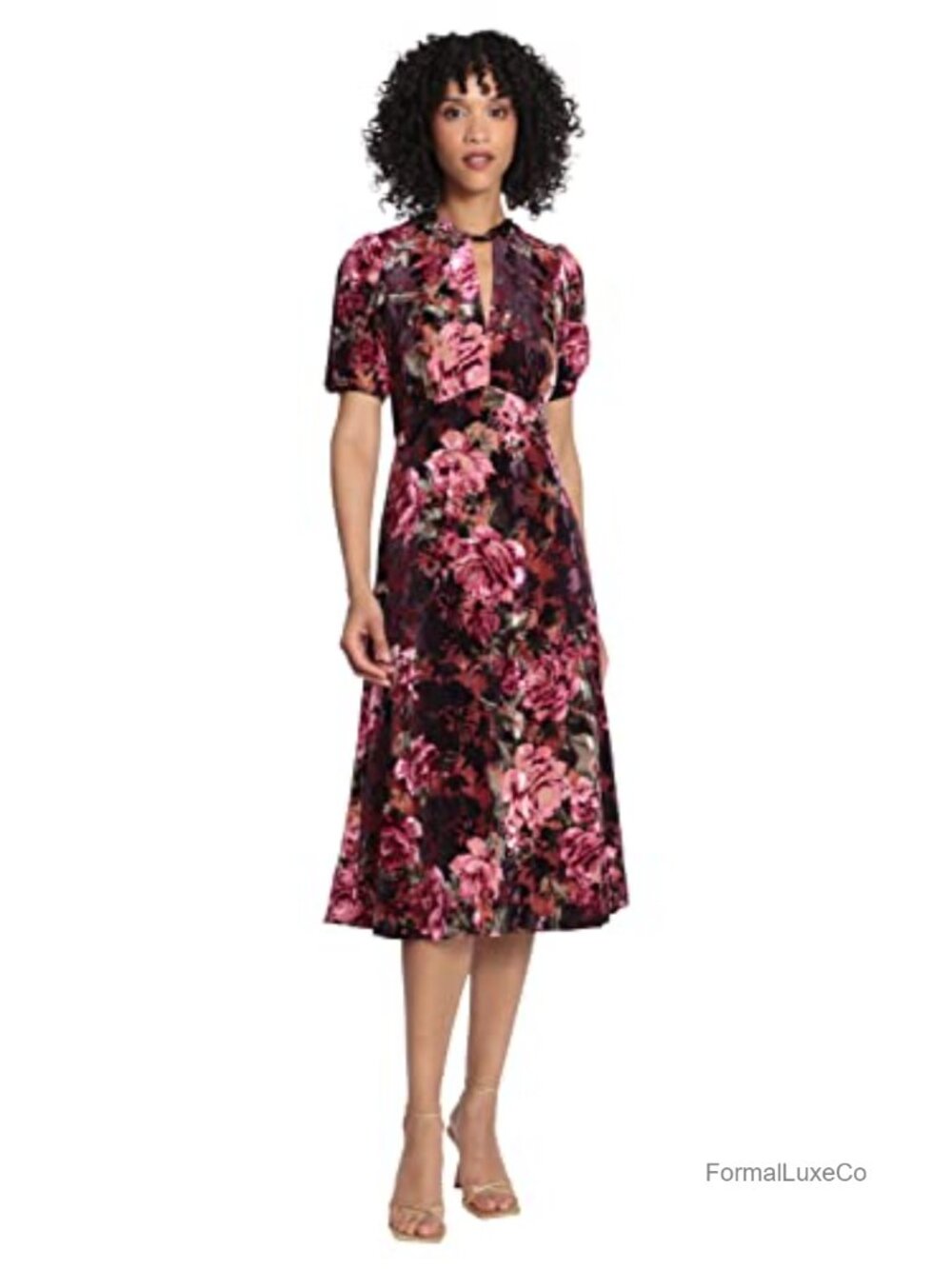Maggy London Women's Keyhole Neck Velvet A-line Dress Party Event Guest of